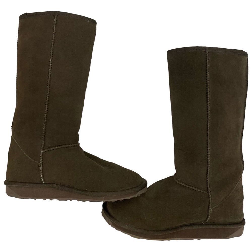 EMU Australia Suede Boots Womens Size 9 Bronte Hi Merino Wool Lined Brown Mens 8